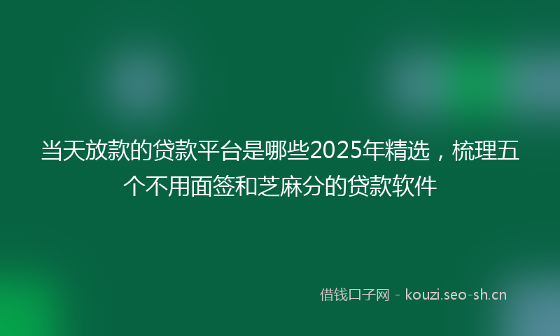 当天放款的贷款平台是哪些2025年精选，梳理五个不用面签和芝麻分的贷款软件