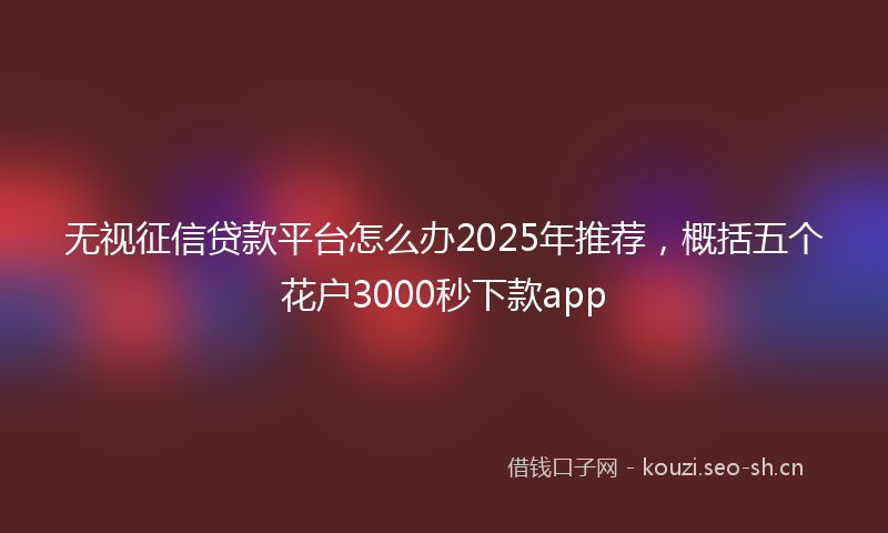无视征信贷款平台怎么办2025年推荐，概括五个花户3000秒下款app