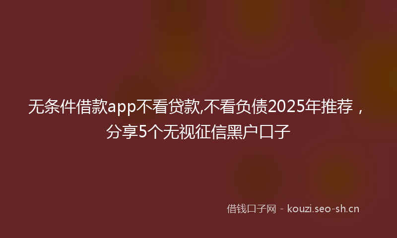 无条件借款app不看贷款,不看负债2025年推荐，分享5个无视征信黑户口子