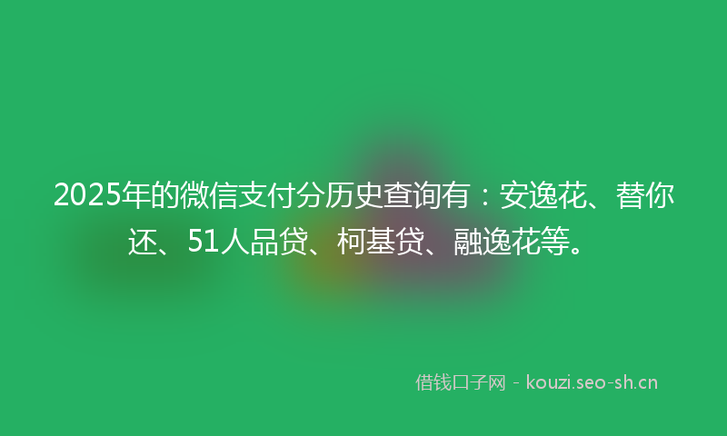 2025年的微信支付分历史查询有：安逸花、替你还、51人品贷、柯基贷、融逸花等。