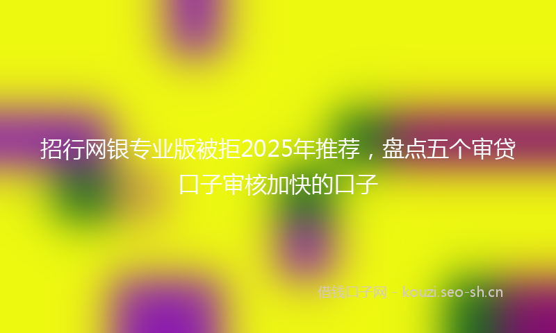 招行网银专业版被拒2025年推荐，盘点五个审贷口子审核加快的口子