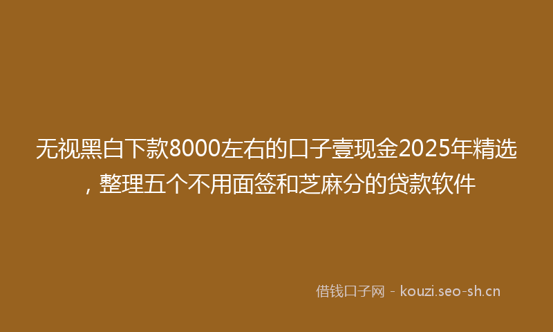 无视黑白下款8000左右的口子壹现金2025年精选，整理五个不用面签和芝麻分的贷款软件