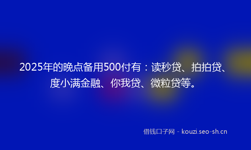 2025年的晚点备用500付有：读秒贷、拍拍贷、度小满金融、你我贷、微粒贷等。