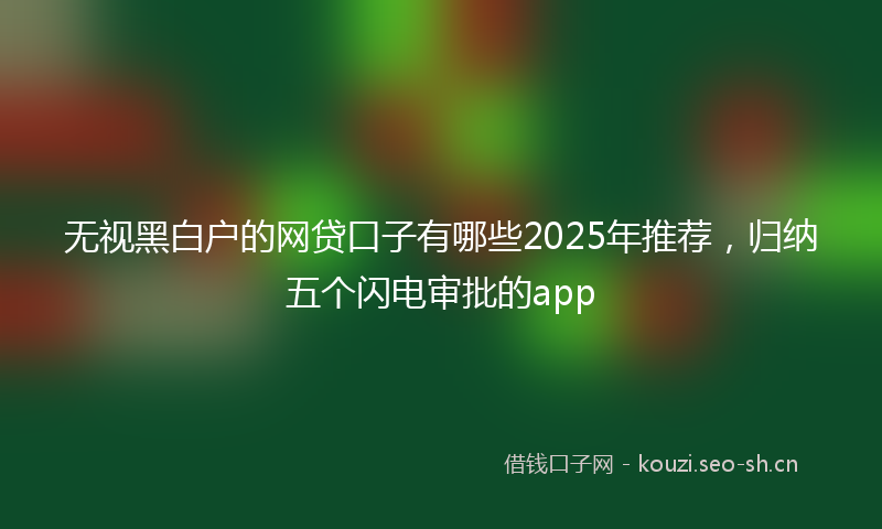 无视黑白户的网贷口子有哪些2025年推荐，归纳五个闪电审批的app