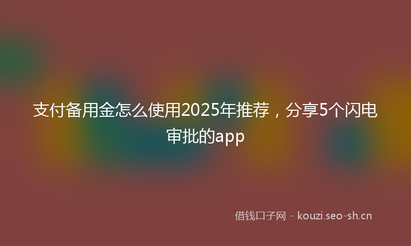 支付备用金怎么使用2025年推荐，分享5个闪电审批的app