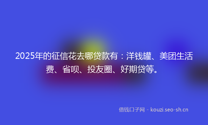 2025年的征信花去哪贷款有：洋钱罐、美团生活费、省呗、投友圈、好期贷等。