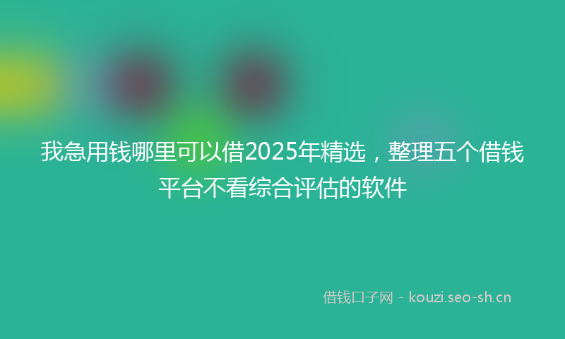 我急用钱哪里可以借2025年精选，整理五个借钱平台不看综合评估的软件