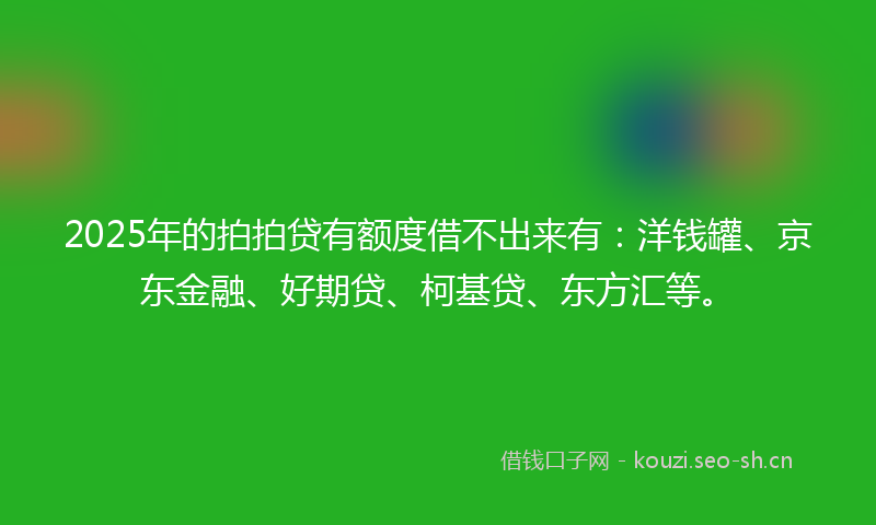 2025年的拍拍贷有额度借不出来有：洋钱罐、京东金融、好期贷、柯基贷、东方汇等。