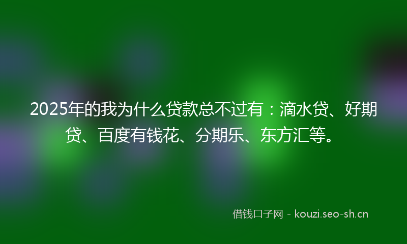 2025年的我为什么贷款总不过有：滴水贷、好期贷、百度有钱花、分期乐、东方汇等。