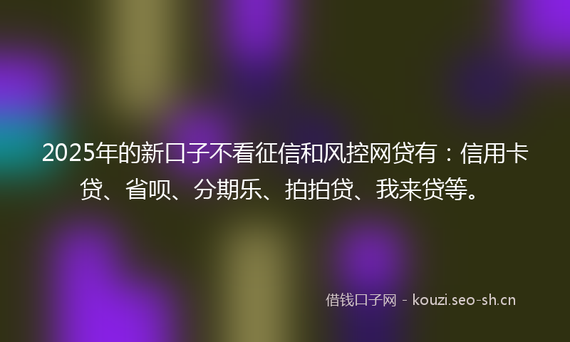 2025年的新口子不看征信和风控网贷有：信用卡贷、省呗、分期乐、拍拍贷、我来贷等。