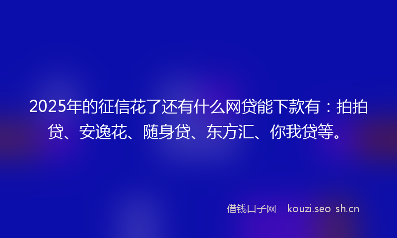 2025年的征信花了还有什么网贷能下款有：拍拍贷、安逸花、随身贷、东方汇、你我贷等。