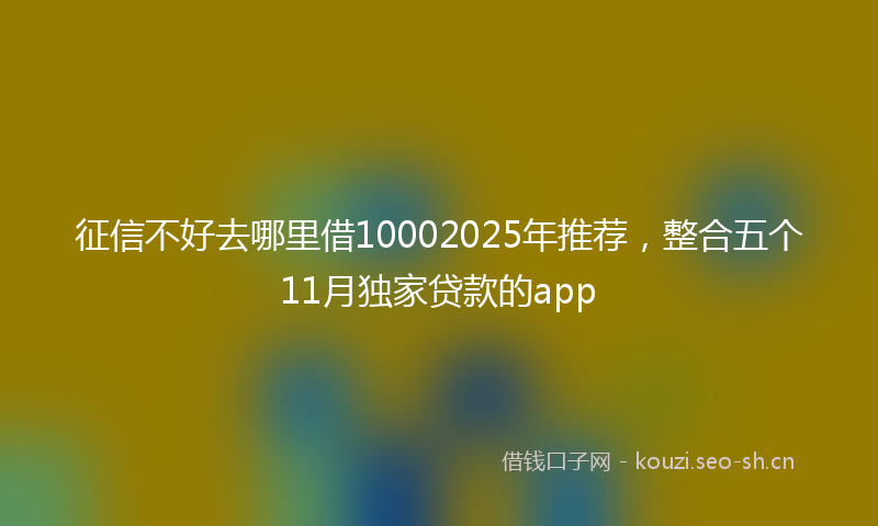 征信不好去哪里借10002025年推荐，整合五个11月独家贷款的app