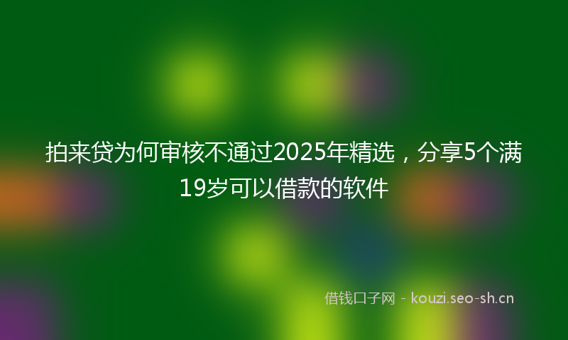 拍来贷为何审核不通过2025年精选，分享5个满19岁可以借款的软件