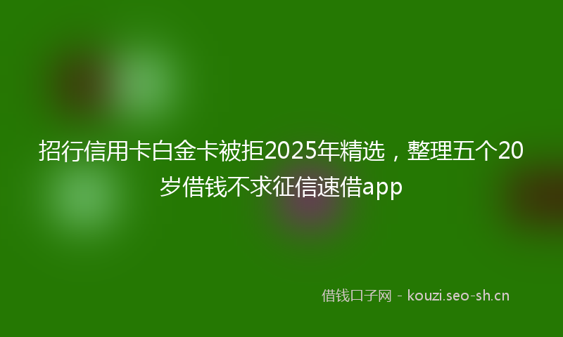 招行信用卡白金卡被拒2025年精选，整理五个20岁借钱不求征信速借app