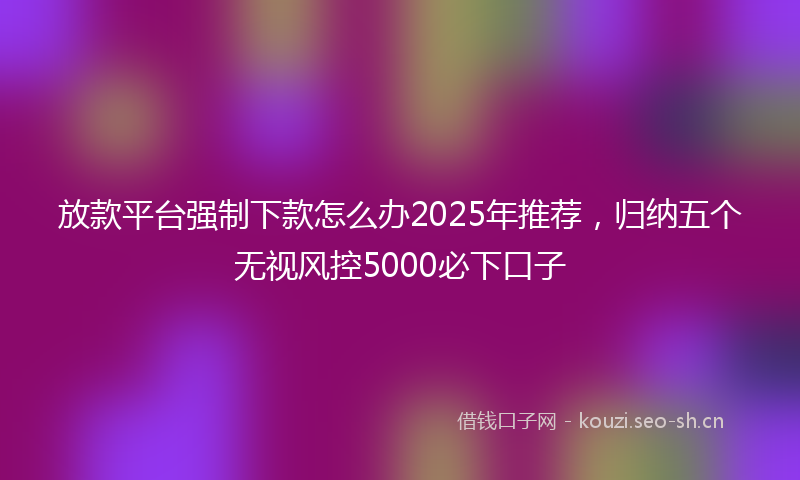 放款平台强制下款怎么办2025年推荐，归纳五个无视风控5000必下口子