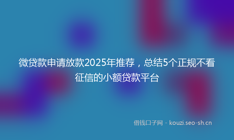 微贷款申请放款2025年推荐，总结5个正规不看征信的小额贷款平台