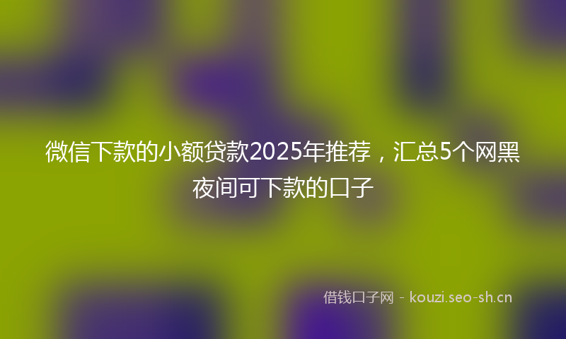 微信下款的小额贷款2025年推荐，汇总5个网黑夜间可下款的口子