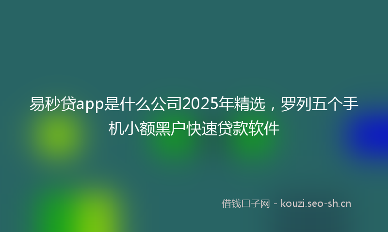 易秒贷app是什么公司2025年精选，罗列五个手机小额黑户快速贷款软件