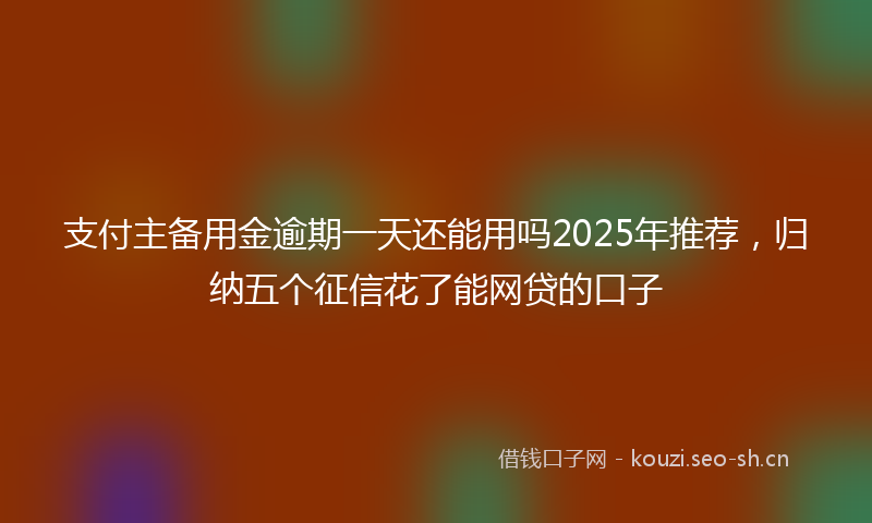 支付主备用金逾期一天还能用吗2025年推荐，归纳五个征信花了能网贷的口子