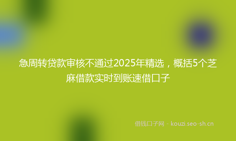 急周转贷款审核不通过2025年精选，概括5个芝麻借款实时到账速借口子