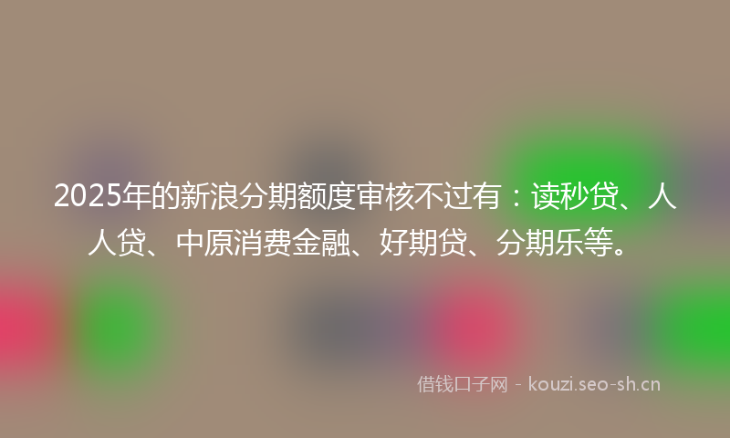 2025年的新浪分期额度审核不过有：读秒贷、人人贷、中原消费金融、好期贷、分期乐等。