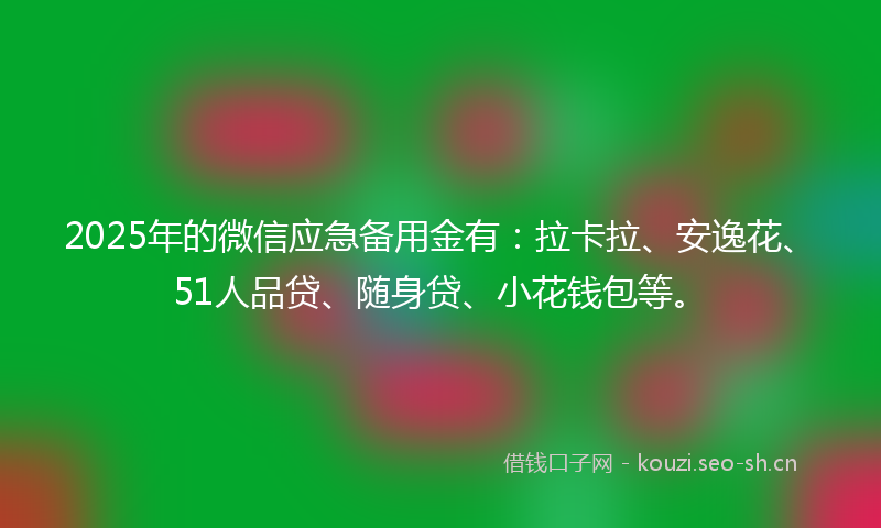 2025年的微信应急备用金有：拉卡拉、安逸花、51人品贷、随身贷、小花钱包等。