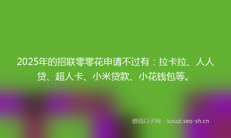 2025年的招联零零花申请不过有：拉卡拉、人人贷、超人卡、小米贷款、小花钱包等。