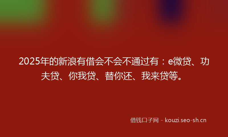 2025年的新浪有借会不会不通过有：e微贷、功夫贷、你我贷、替你还、我来贷等。