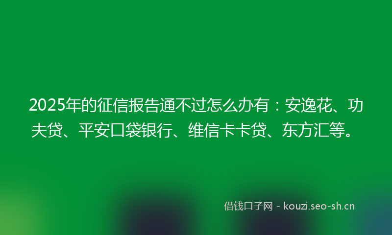2025年的征信报告通不过怎么办有：安逸花、功夫贷、平安口袋银行、维信卡卡贷、东方汇等。