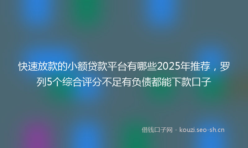 快速放款的小额贷款平台有哪些2025年推荐，罗列5个综合评分不足有负债都能下款口子