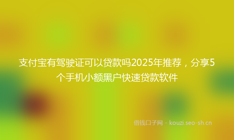 支付宝有驾驶证可以贷款吗2025年推荐，分享5个手机小额黑户快速贷款软件