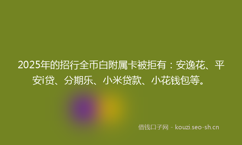 2025年的招行全币白附属卡被拒有：安逸花、平安i贷、分期乐、小米贷款、小花钱包等。