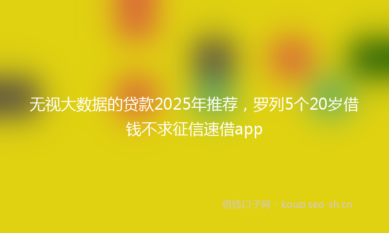无视大数据的贷款2025年推荐，罗列5个20岁借钱不求征信速借app