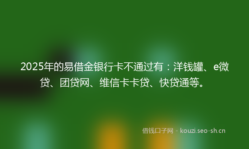 2025年的易借金银行卡不通过有：洋钱罐、e微贷、团贷网、维信卡卡贷、快贷通等。