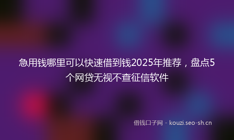 急用钱哪里可以快速借到钱2025年推荐，盘点5个网贷无视不查征信软件