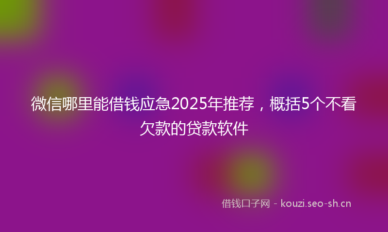 微信哪里能借钱应急2025年推荐，概括5个不看欠款的贷款软件