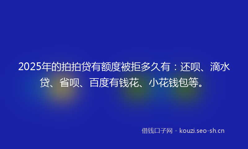 2025年的拍拍贷有额度被拒多久有：还呗、滴水贷、省呗、百度有钱花、小花钱包等。