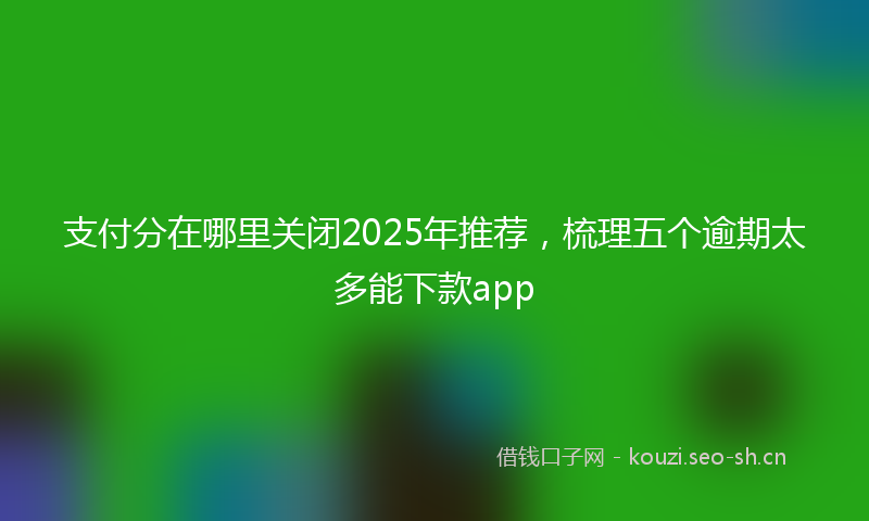 支付分在哪里关闭2025年推荐，梳理五个逾期太多能下款app