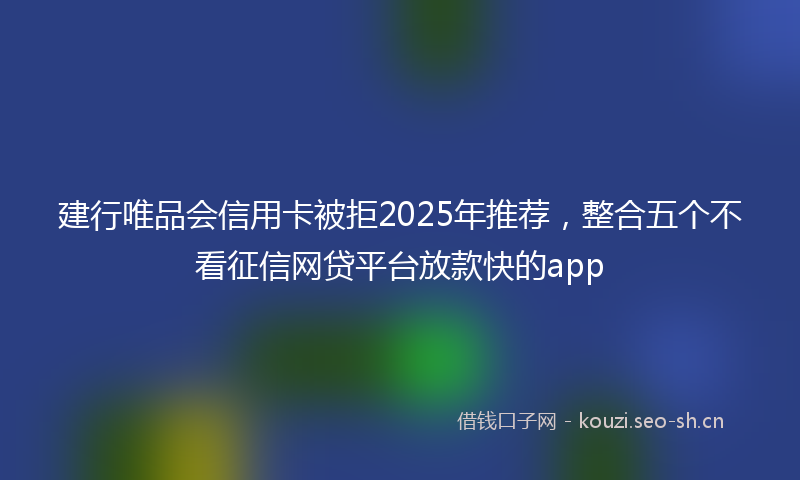 建行唯品会信用卡被拒2025年推荐，整合五个不看征信网贷平台放款快的app