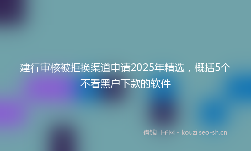 建行审核被拒换渠道申请2025年精选，概括5个不看黑户下款的软件