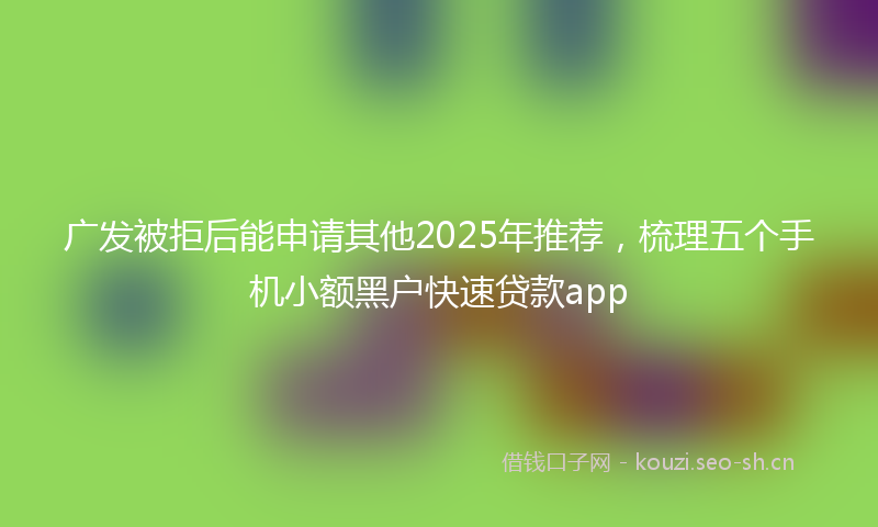 广发被拒后能申请其他2025年推荐，梳理五个手机小额黑户快速贷款app