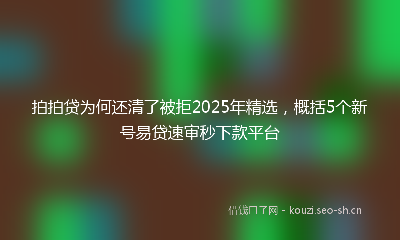 拍拍贷为何还清了被拒2025年精选，概括5个新号易贷速审秒下款平台