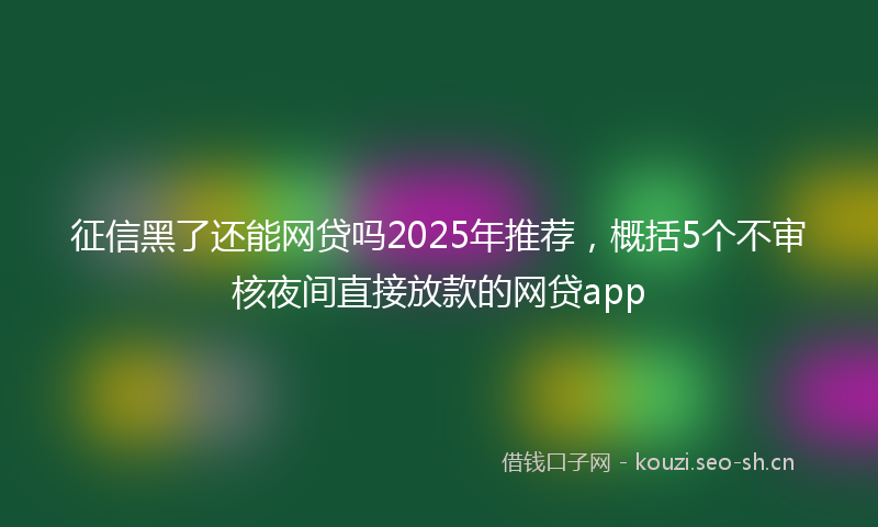 征信黑了还能网贷吗2025年推荐，概括5个不审核夜间直接放款的网贷app