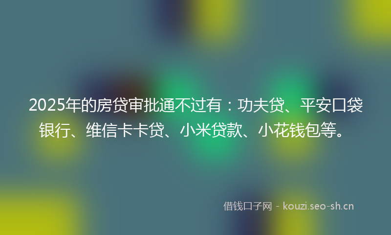 2025年的房贷审批通不过有：功夫贷、平安口袋银行、维信卡卡贷、小米贷款、小花钱包等。