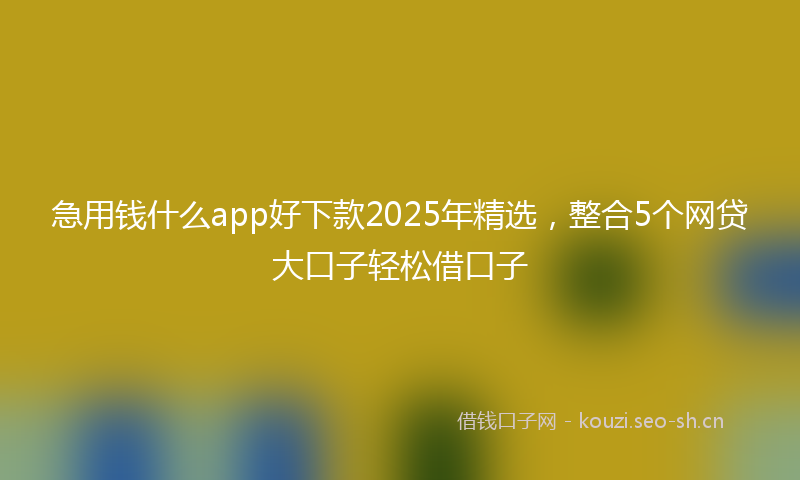 急用钱什么app好下款2025年精选，整合5个网贷大口子轻松借口子