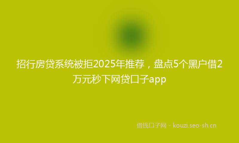 招行房贷系统被拒2025年推荐，盘点5个黑户借2万元秒下网贷口子app