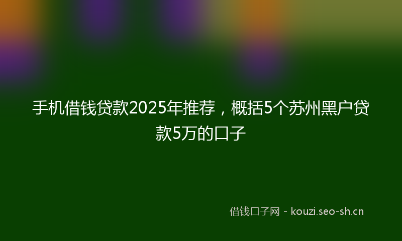 手机借钱贷款2025年推荐，概括5个苏州黑户贷款5万的口子