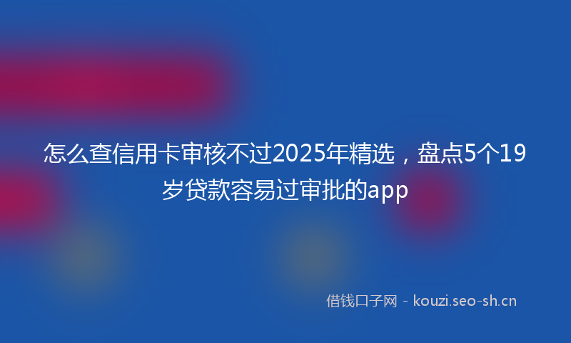 怎么查信用卡审核不过2025年精选,盘点5个19岁贷款容易过审批的app