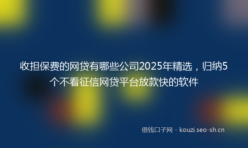 收担保费的网贷有哪些公司2025年精选，归纳5个不看征信网贷平台放款快的软件