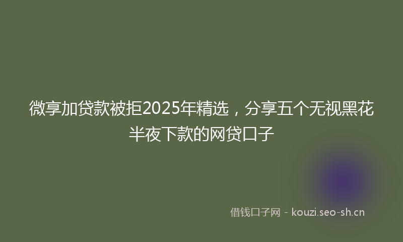 微享加贷款被拒2025年精选，分享五个无视黑花半夜下款的网贷口子